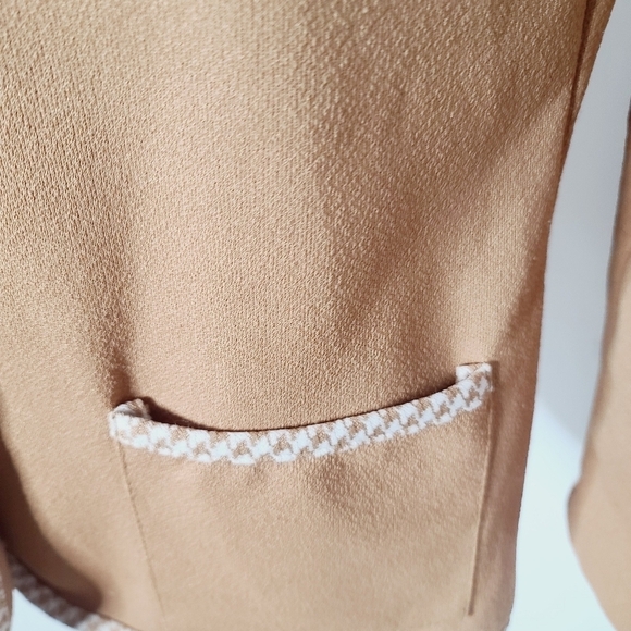 Vintage 60s 70s Mid Century Brown Houndstooth Trim Jacket Mod Retro - Picture 5 of 13